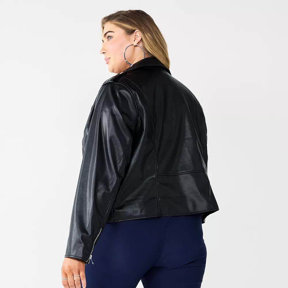 Plus Size Nine West Faux-Leather Moto Jacket 6 Plus Size Nine West Faux-Leather Moto Jacket - Image 4