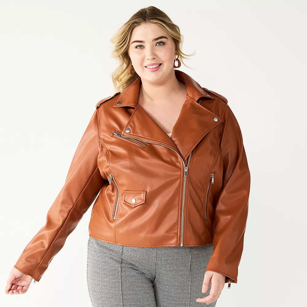 Plus Size Nine West Faux-Leather Moto Jacket 3 Plus Size Nine West Faux-Leather Moto Jacket
