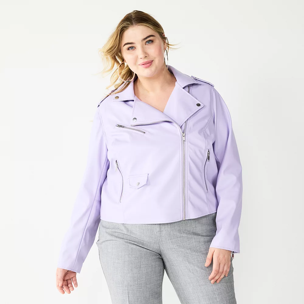 Plus Size Nine West Faux-Leather Moto Jacket 5 Plus Size Nine West Faux-Leather Moto Jacket - Image 3