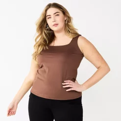 Plus Size Nine West Sculpt Squareneck Tank 11 Plus Size Nine West Sculpt Squareneck Tank -Nine West shop 5684852 Amethyst Raisin