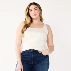 Plus Size Nine West Sculpt Squareneck Tank 10 Plus Size Nine West Sculpt Squareneck Tank -Nine West shop 5684852 Daisy Dew