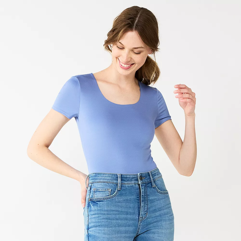 Women's Nine West Sculpt Short Sleeve Scoopneck Bodysuit 3 Women's Nine West Sculpt Short Sleeve Scoopneck Bodysuit