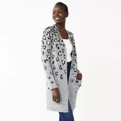 Women's Nine West Jacquard Long Cardigan 31 Women's Nine West Jacquard Long Cardigan -Nine West shop 5692188 Grey Cheetah