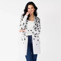 Women's Nine West Jacquard Long Cardigan 26 Women's Nine West Jacquard Long Cardigan -Nine West shop 5692188 White Cheetah