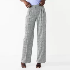 Women's Nine West High-Waisted Wide-Leg Trouser Pants -Nine West shop 5692304 Glen Plaid