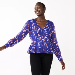 Women's Nine West Long Sleeve V-Neck Button Front Blouse 14 Women's Nine West Long Sleeve V-Neck Button Front Blouse -Nine West shop 5692662 Blue Abstract