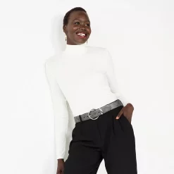 Petite Nine West Long Sleeve Fitted Turtleneck Top -Nine West shop 5693745 Daisy Dew