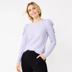 Women's Nine West Pleat Sleeve Crewneck Top 19 Women's Nine West Pleat Sleeve Crewneck Top -Nine West shop 5696752 Cherub Lilac