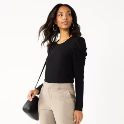 Women's Nine West Pleat Sleeve Crewneck Top 14 Women's Nine West Pleat Sleeve Crewneck Top -Nine West shop 5696752 Mineral Black