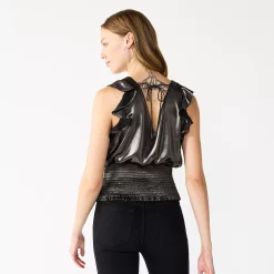 Women's Nine West Sleeveless Ruffle Smocked Hem Top -Nine West shop 5697194 ALT