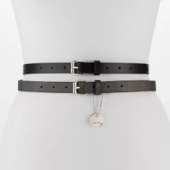 Women's Nine West 2-for-1 Roller Buckle Logo Belt Set