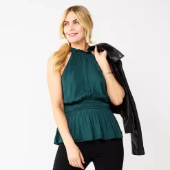 Women's Nine West Sleeveless Pleated Peplum Top -Nine West shop 5699803 Lavish Green