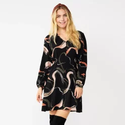 Women's Nine West Knot-Back Long Sleeve Dress -Nine West shop 5706383 Loose Swirl