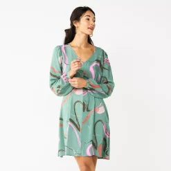 Women's Nine West Knot-Back Long Sleeve Dress -Nine West shop 5706383 Loose Swirls Green