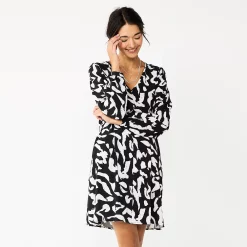 Women's Nine West Knot-Back Long Sleeve Dress -Nine West shop 5706383 Painted Leopard