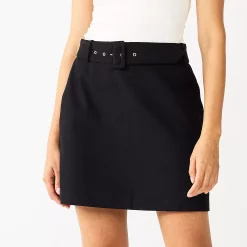 Petite Nine West Self Belt Mini Skirt