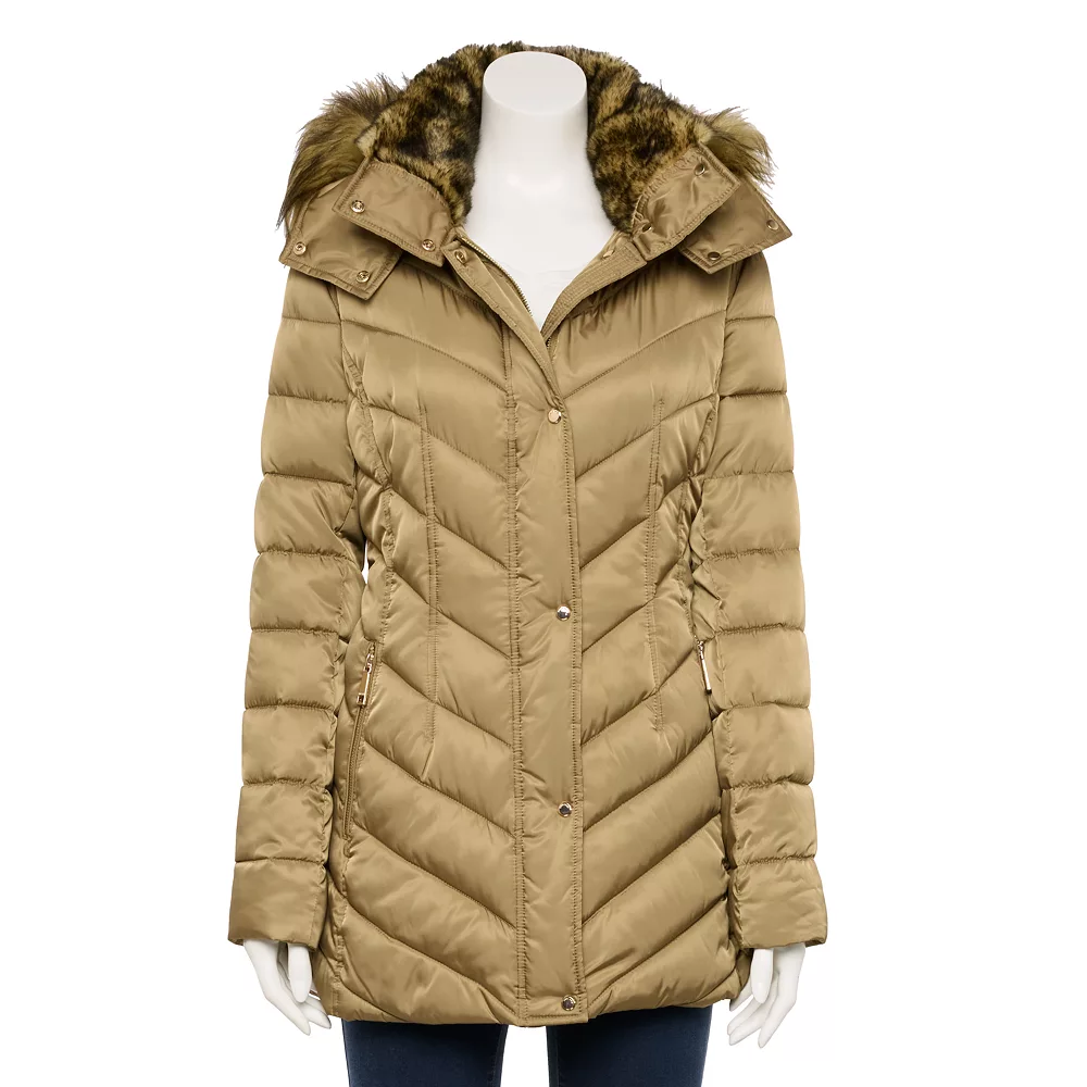 Women's Nine West Faux-Fur Hood Puffer Jacket 4 Women's Nine West Faux-Fur Hood Puffer Jacket - Image 2