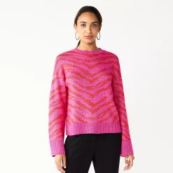Women's Nine West Patterned Crewneck Sweater -Nine West shop 5731865 Pink Zebra Stripe