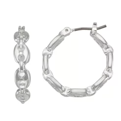 Nine West Chain Link Click It Hoop Earrings