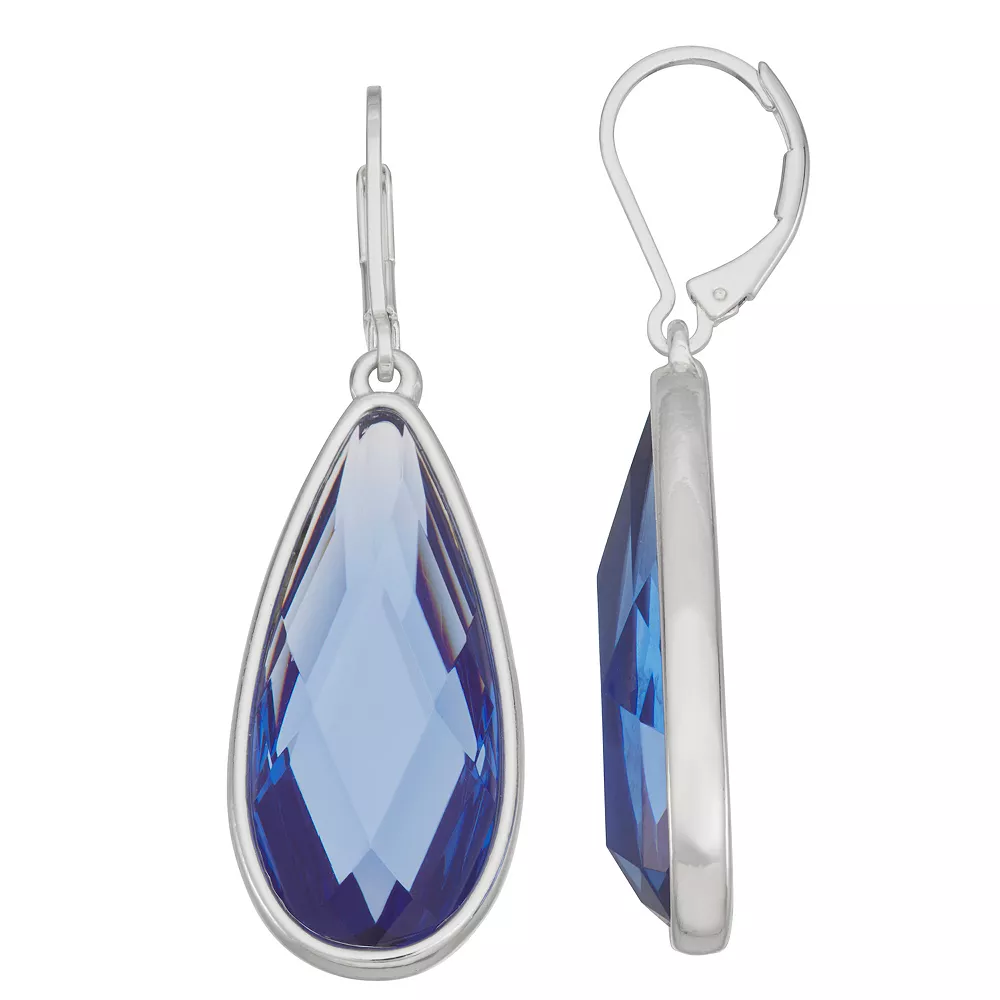 Nine West Silver Tone Blue Teardrop Earrings 3 Nine West Silver Tone Blue Teardrop Earrings