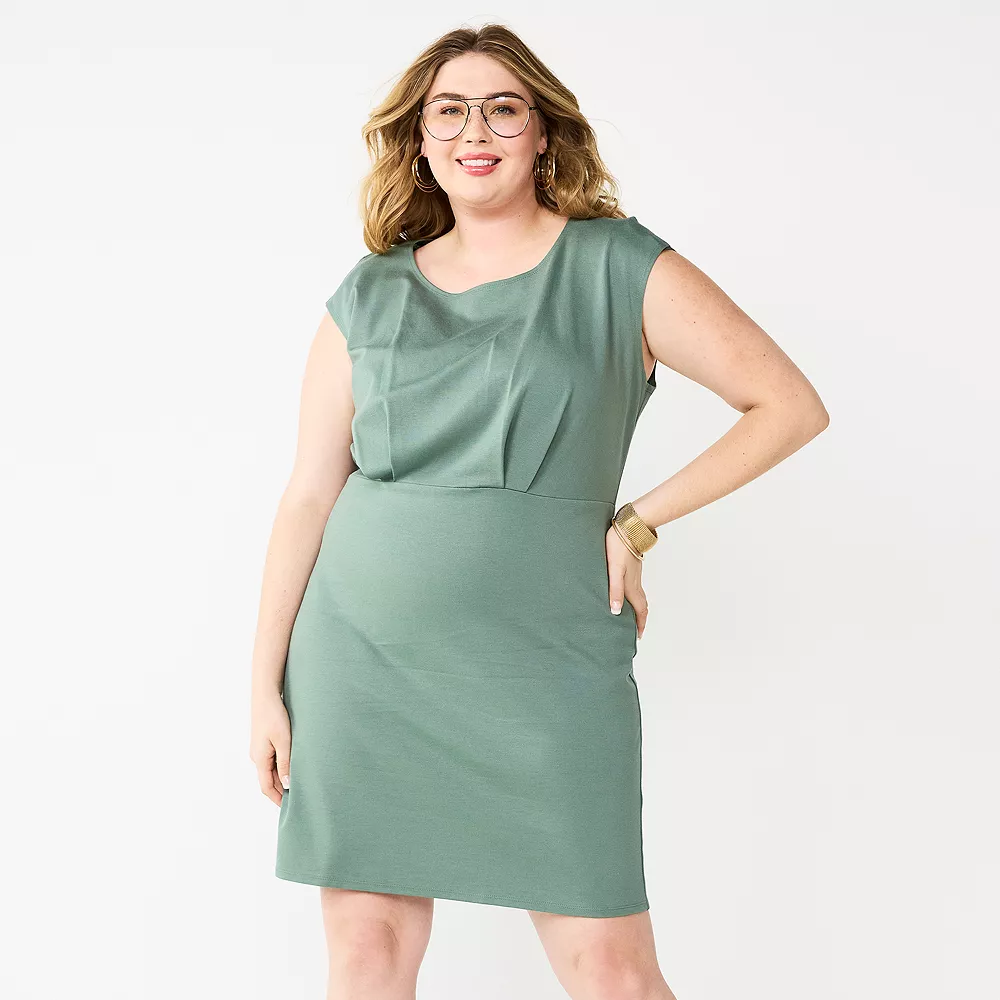 Plus Size Nine West Cap Sleeve Ponte Sheath Dress 4 Plus Size Nine West Cap Sleeve Ponte Sheath Dress - Image 2