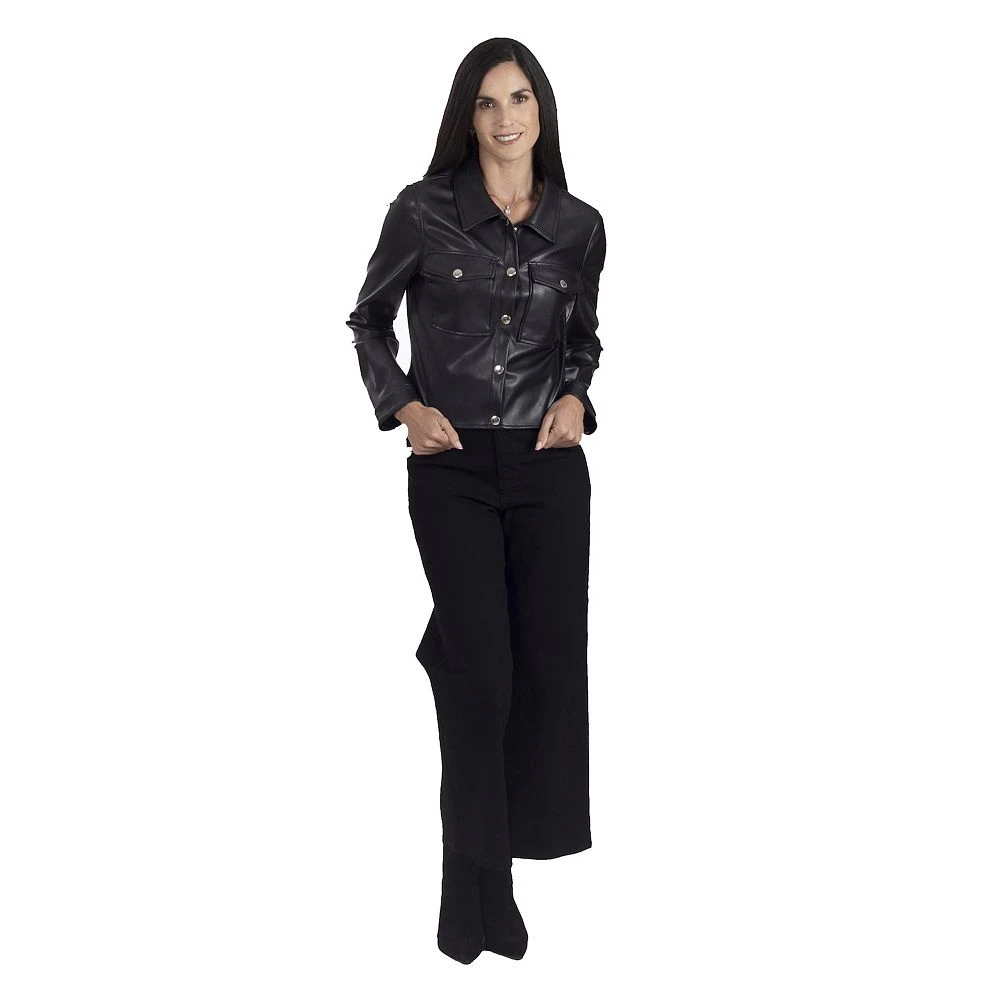 Women's Nine West Faux-Leather Trucker Shacket 6 Women's Nine West Faux-Leather Trucker Shacket - Image 4