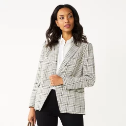 Women's Nine West Double Breasted Blazer -Nine West shop 5766225 Navy Ivory Plaid