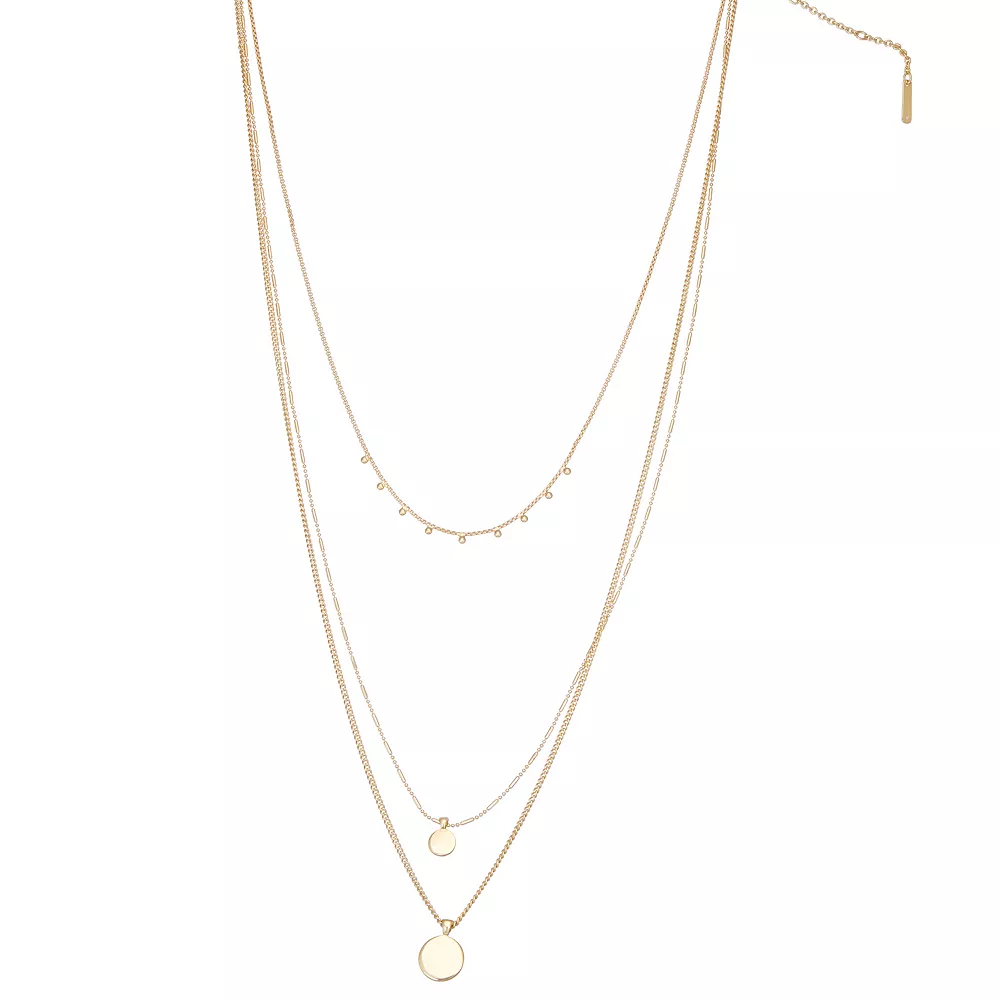 Nine West Gold Tone 3 Row Pendant Necklace 3 Nine West Gold Tone 3 Row Pendant Necklace