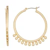 Nine West Gold Tone Shaky Click It Hoop Earrings -Nine West shop 5770340
