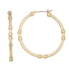 Nine West Gold Tone Ball Click It Hoop Earrings
