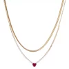 Nine West Gold Tone Red & Clear Crystal Heart Double-Strand Necklace 2 Nine West Gold Tone Red & Clear Crystal Heart Double-Strand Necklace -Nine West shop 5770734