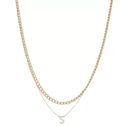 Nine West Multi-Row Initial "S" Pendant Necklace