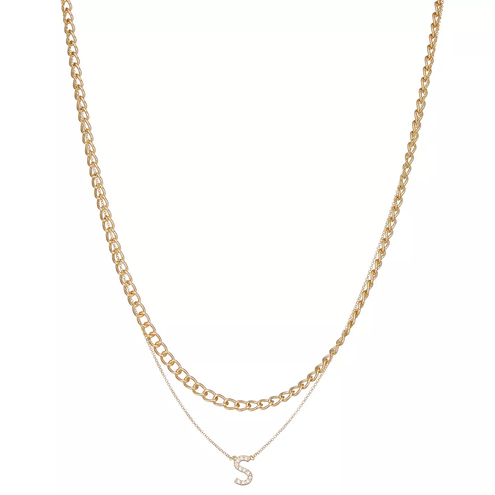Nine West Multi-Row Initial "S" Pendant Necklace 3 Nine West Multi-Row Initial "S" Pendant Necklace