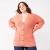 Plus Size Nine West Drop Shoulder Blouson Sleeve Cardigan 1 Plus Size Nine West Drop Shoulder Blouson Sleeve Cardigan -Nine West shop 5776691 Marine Coral