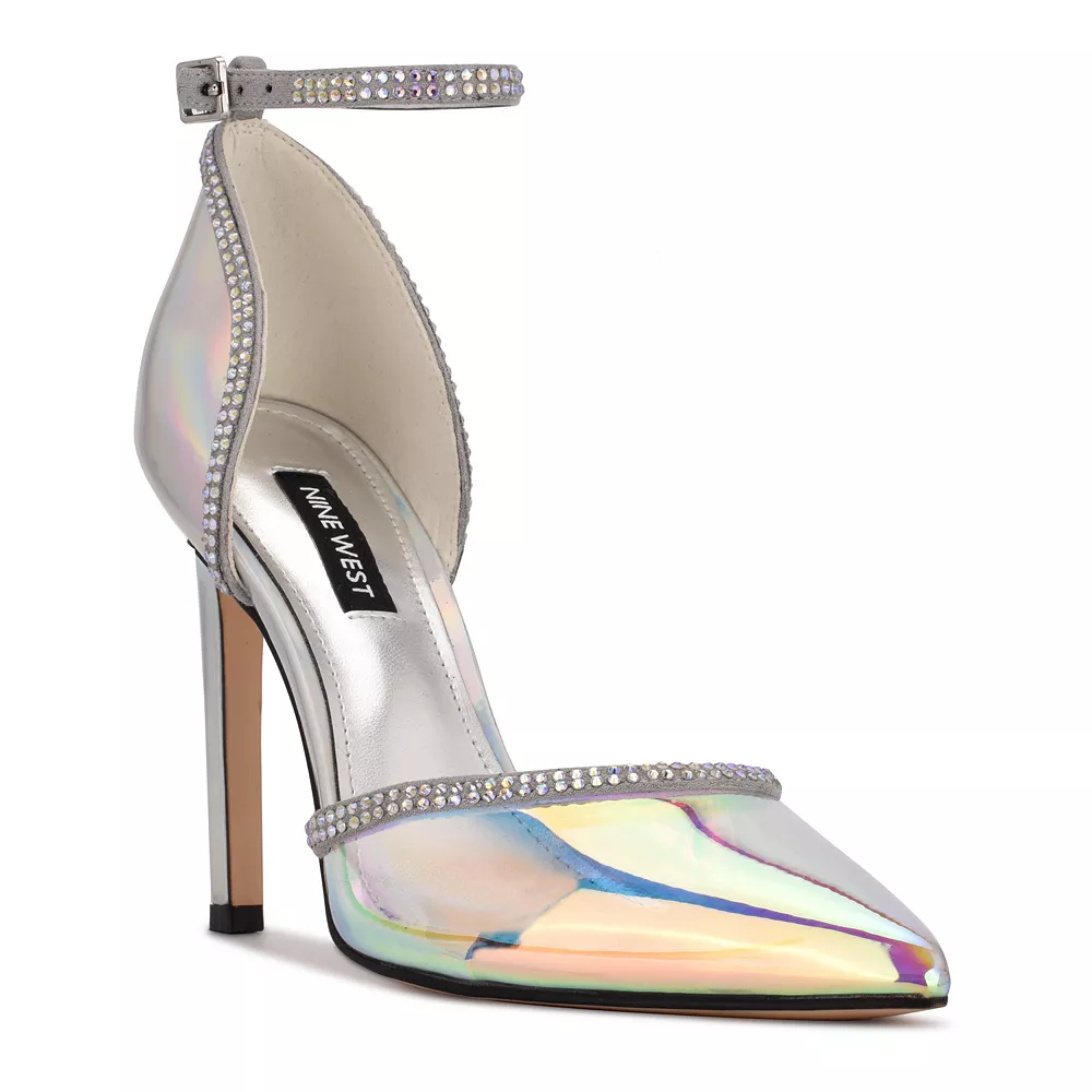 Nine West Tootsie Women's Ankle Strap Rhinestone High Heels 3 Nine West Tootsie Women's Ankle Strap Rhinestone High Heels