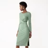 Petite Nine West Twist-Front Long Sleeve Midi Dress 2 Petite Nine West Twist-Front Long Sleeve Midi Dress -Nine West shop 5806167 Malou Green