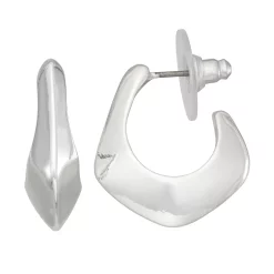 Nine West Silver Tone Geometric Hoop Earrings