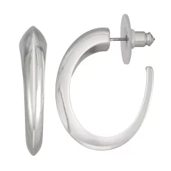 Nine West Silver Tone Curved C-Hoop Earrings