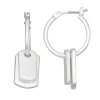 Women's Nine West Silver Tone Dog Tag Drop Click-It Hoop Earrings -Nine West shop 5806627