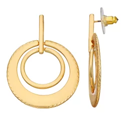 Nine West Gold Tone Orbital Disc Drop Earrings