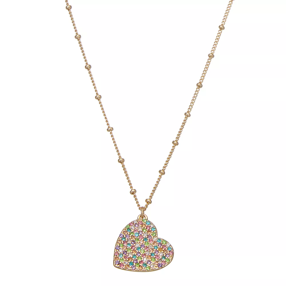 Nine West Pave Heart Pendant Necklace 3 Nine West Pave Heart Pendant Necklace
