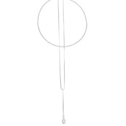 Nine West Silver Tone Simulated Crystal Multirow Necklace