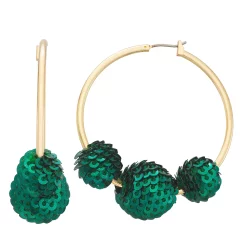 Nine West Sequins Disco Hoop Earrings -Nine West shop 5808086 Green