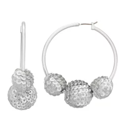 Nine West Sequins Disco Hoop Earrings