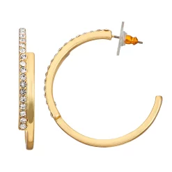 Nine West Gold Tone Bypass Hoop Earrings