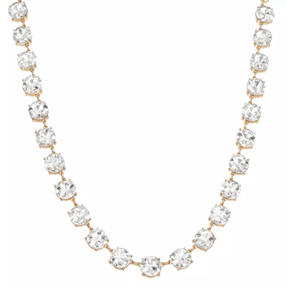 Nine West Gold Tone Crystal Collar Necklace 3 Nine West Gold Tone Crystal Collar Necklace