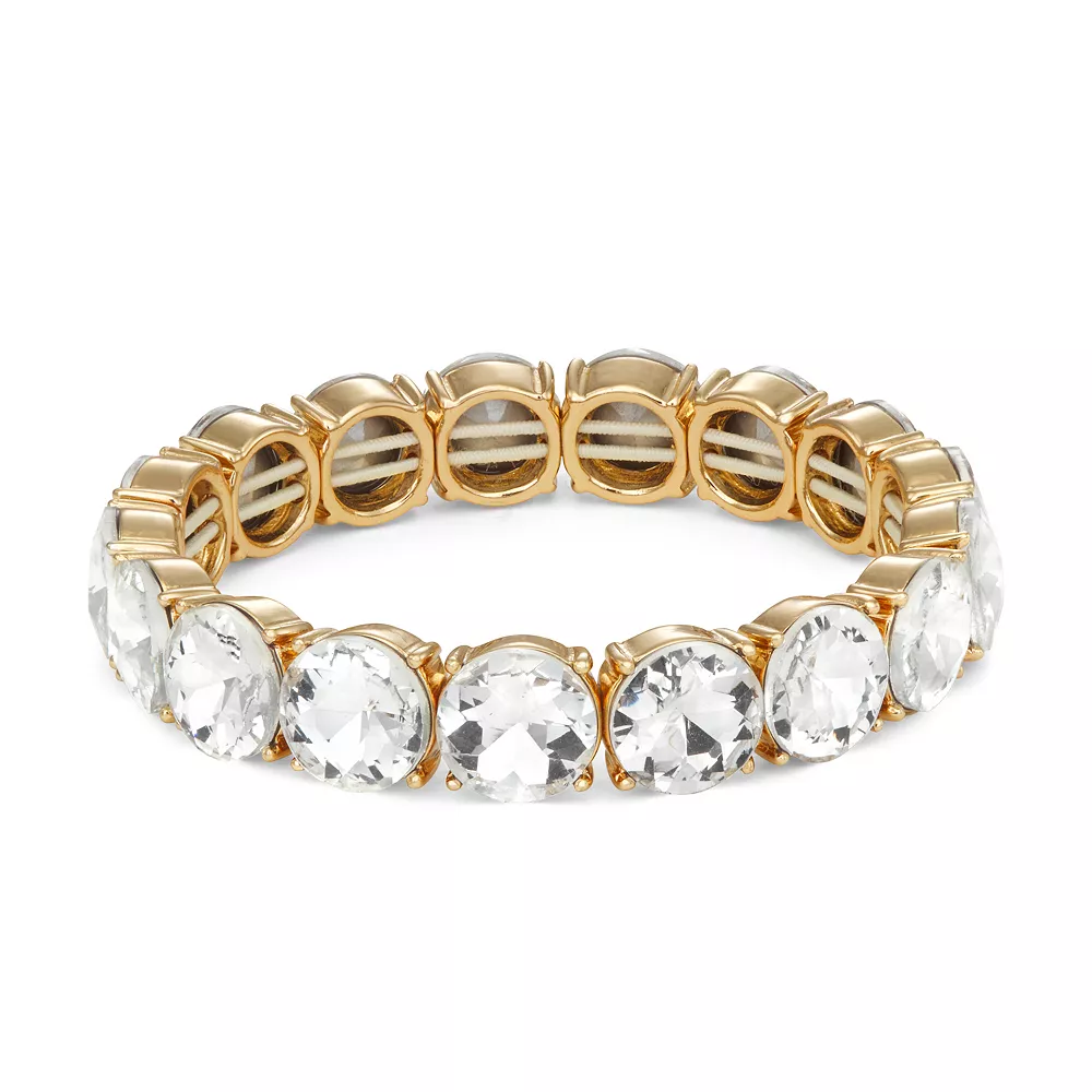 Nine West Gold Tone Crystal Stretch Bracelet 3 Nine West Gold Tone Crystal Stretch Bracelet