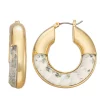 Nine West Gold Tone Crystal Faceted Hoop Earrings 2 Nine West Gold Tone Crystal Faceted Hoop Earrings -Nine West shop 5808454