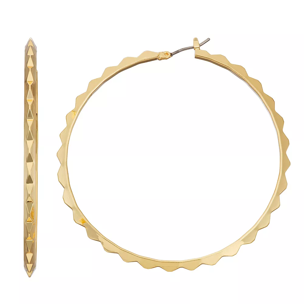 Nine West Gold Tone Large Wavy Click-It Earrings 3 Nine West Gold Tone Large Wavy Click-It Earrings