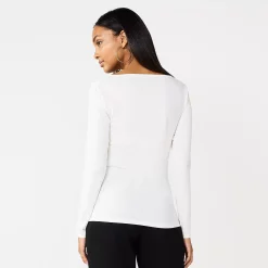 Women's Nine West Fitted Long Sleeve Cutout Top -Nine West shop 5817132 ALT
